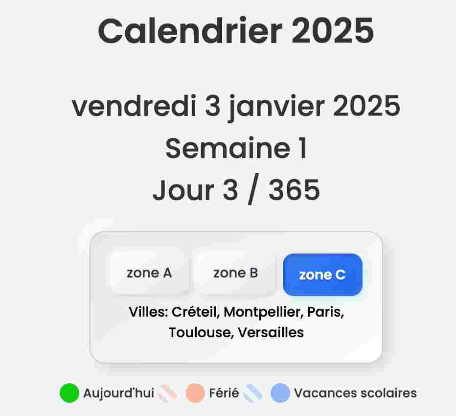 Calendrier 2025
